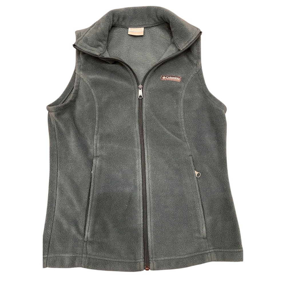 Columbia Fleece Vest Womens Teal Zip Up Pockets Small Gorpcore Outdoor Hiking